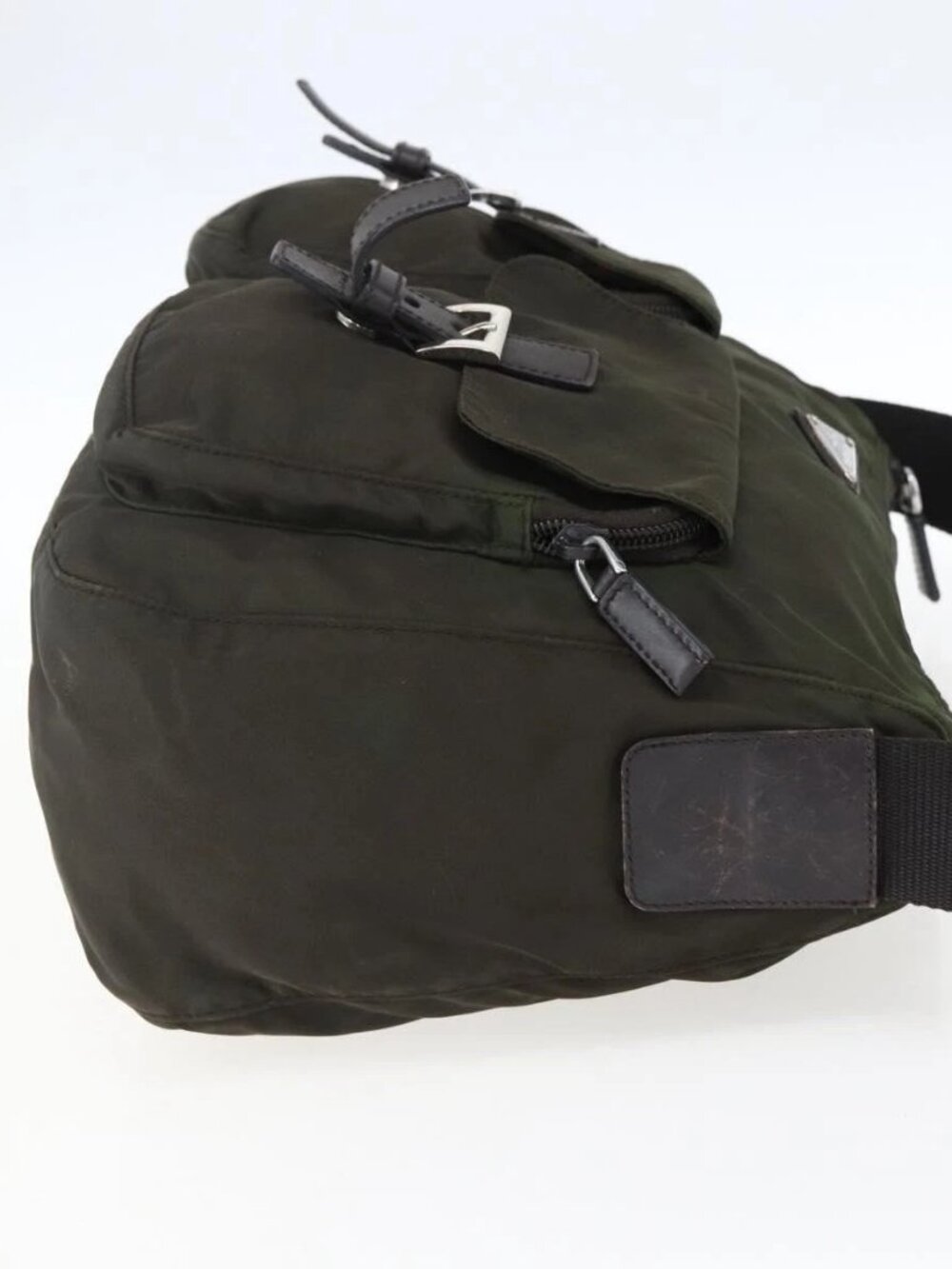 PRADA Shoulder Bag Nylon Khaki Silver Auth mr2000 - Picture 4 of 15